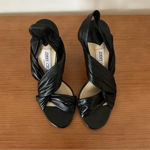 JIMMY CHOO black open toed pump - Picture 2 of 5